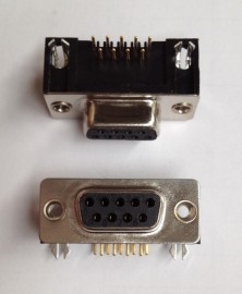 DB9 Right Angle PCB mount Female without board locks - 2 pc pack